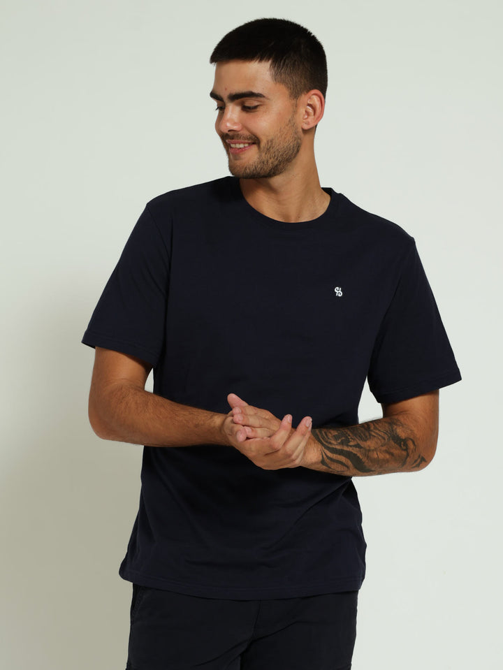 Badge Plain Crew Tee - Navy