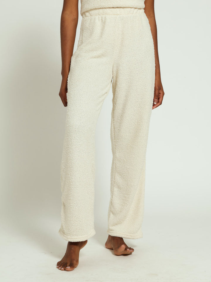 Cosy Knit Straight Leg Pants - Beige