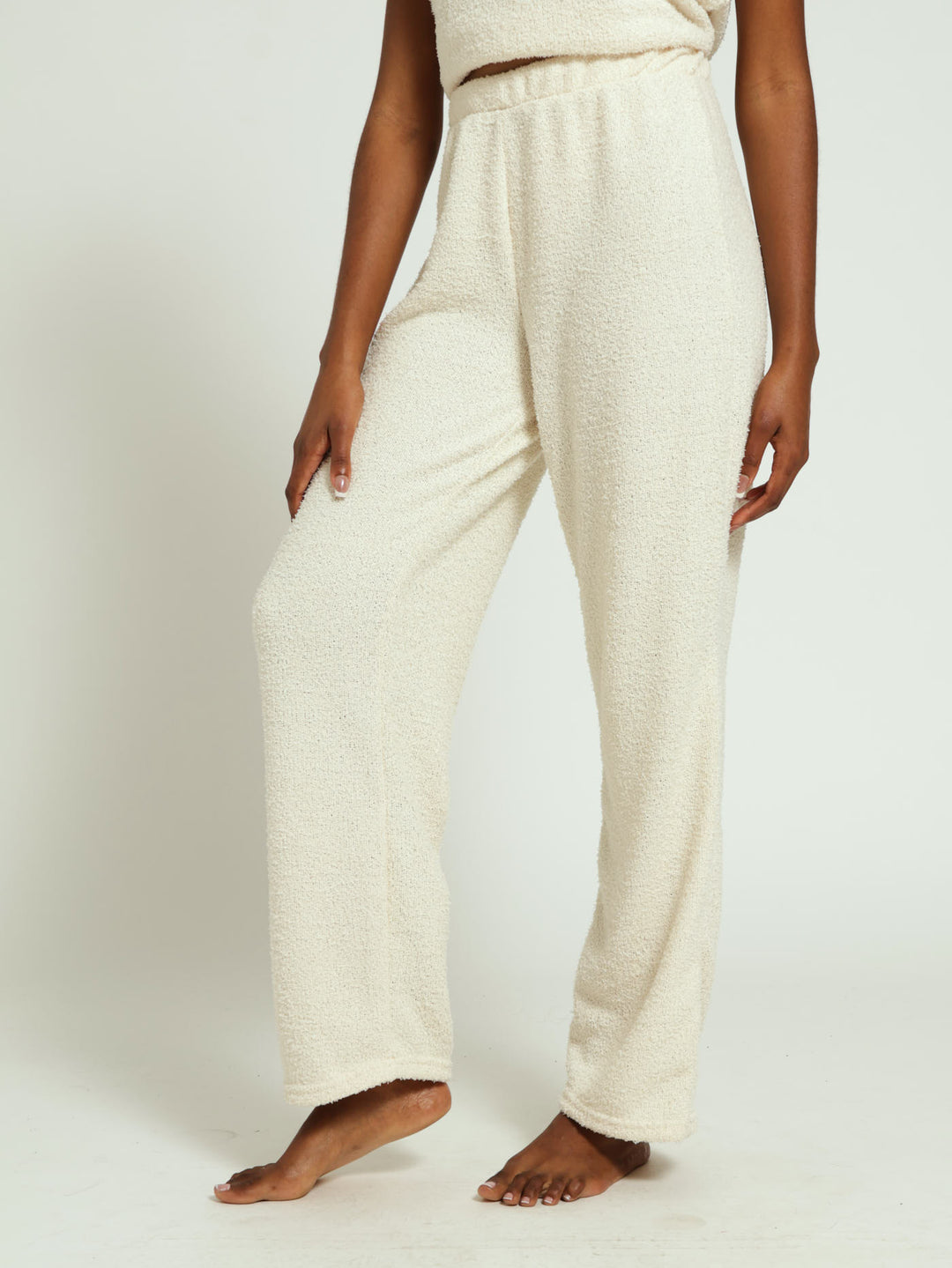 Cosy Knit Straight Leg Pants - Beige