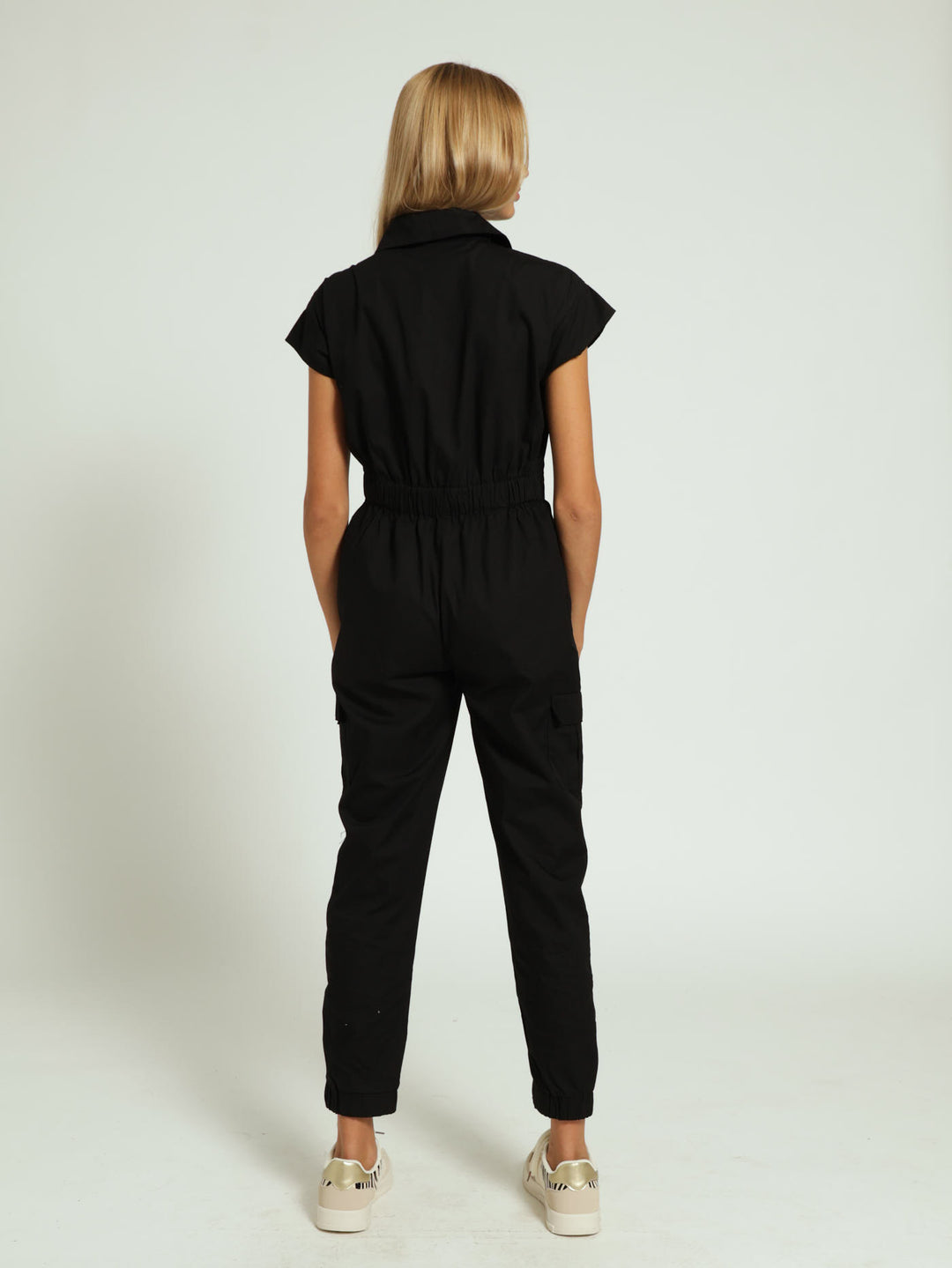 Girls Poplin Boiler Suit - Black