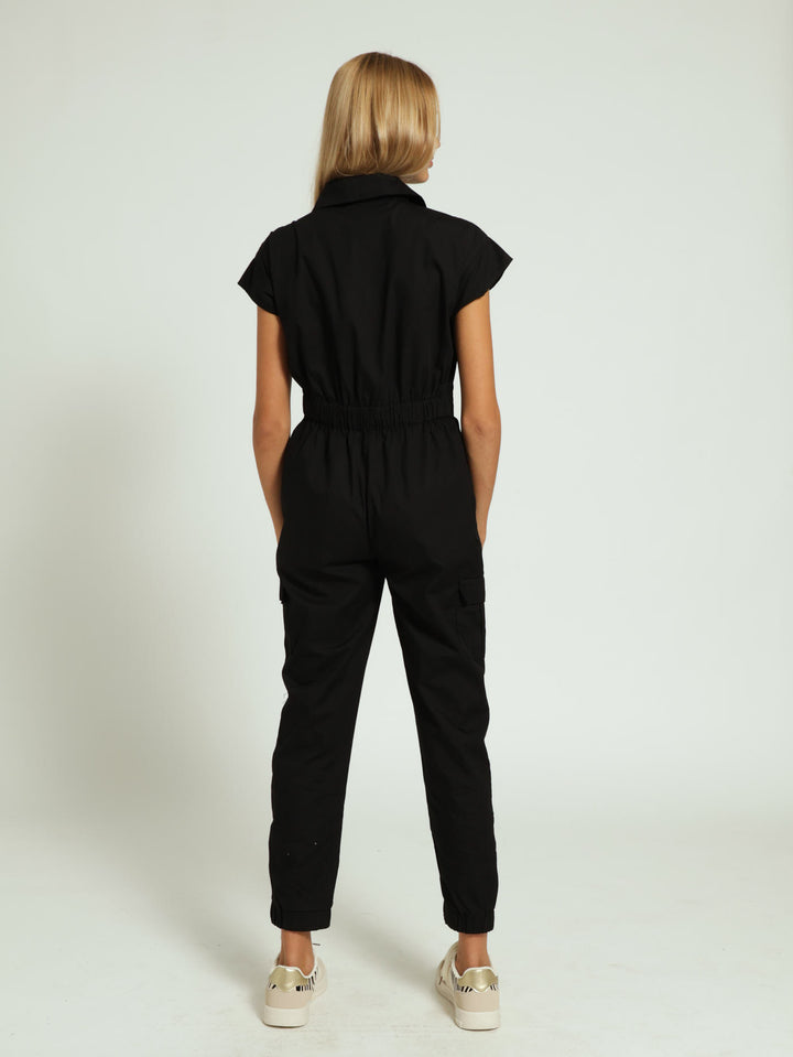 Girls Poplin Boiler Suit - Black