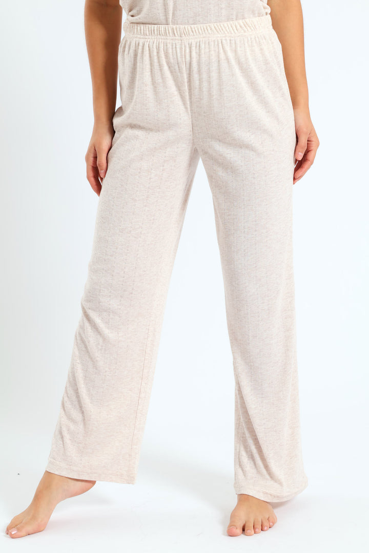 Pointelle Straight Leg Pant - Oatmeal