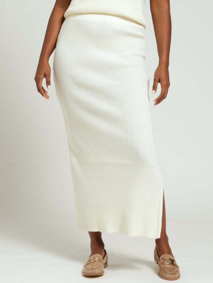 Aline Knit Maxi Skirt - Cream