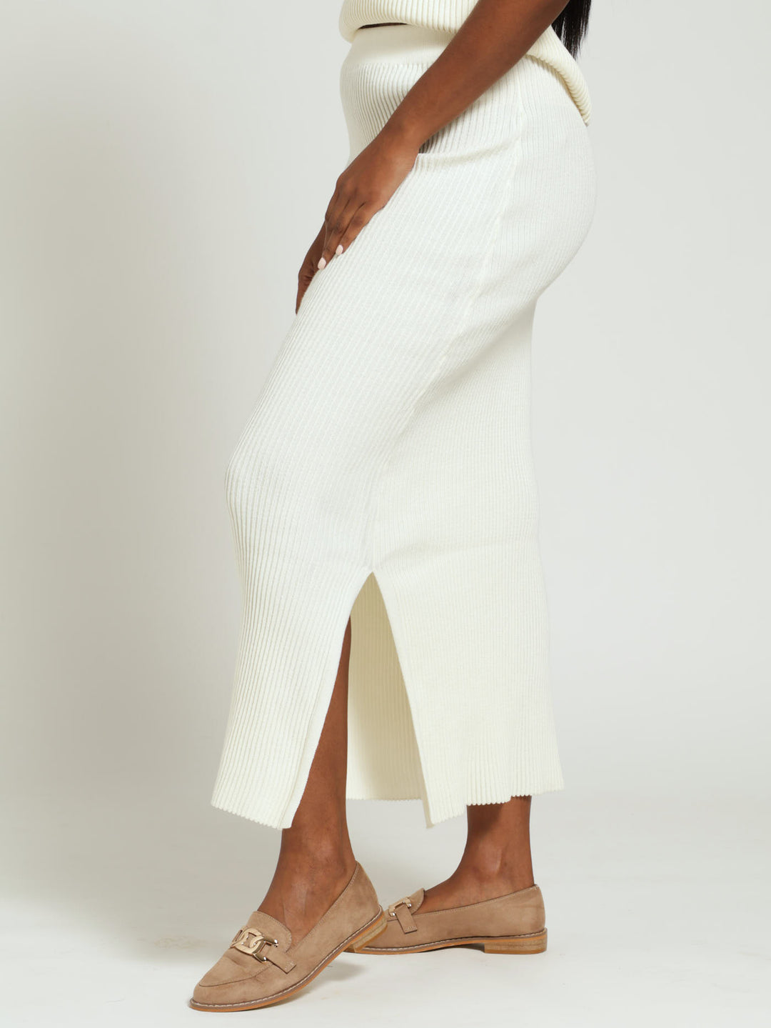 Aline Knit Maxi Skirt - Cream