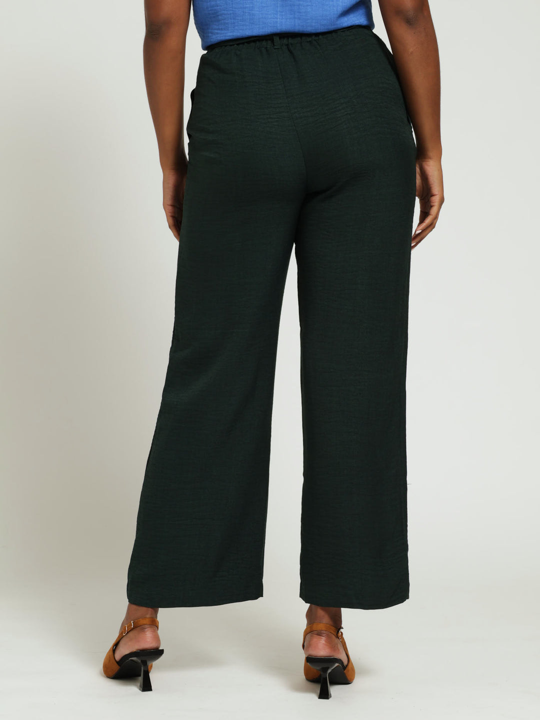 Belted Wideleg Pants - Dark Green