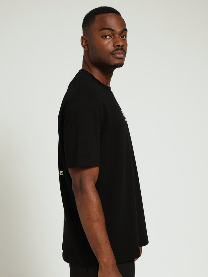 Sacre Waffle Print Tee - Black