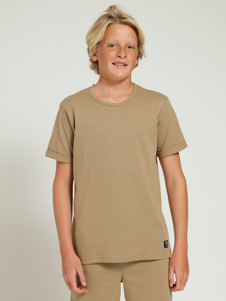 Boys Jacquard Tee - Light Stone