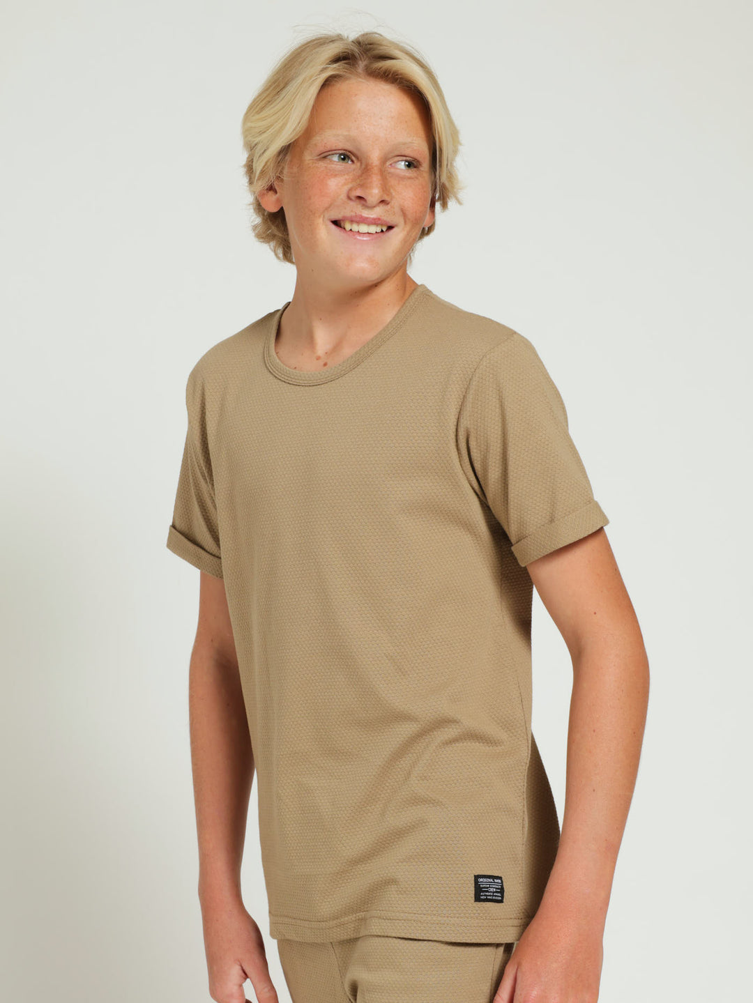 Boys Jacquard Tee - Light Stone