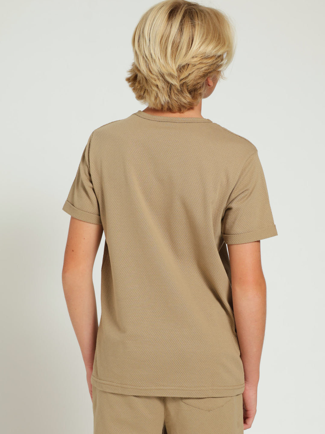 Boys Jacquard Tee - Light Stone