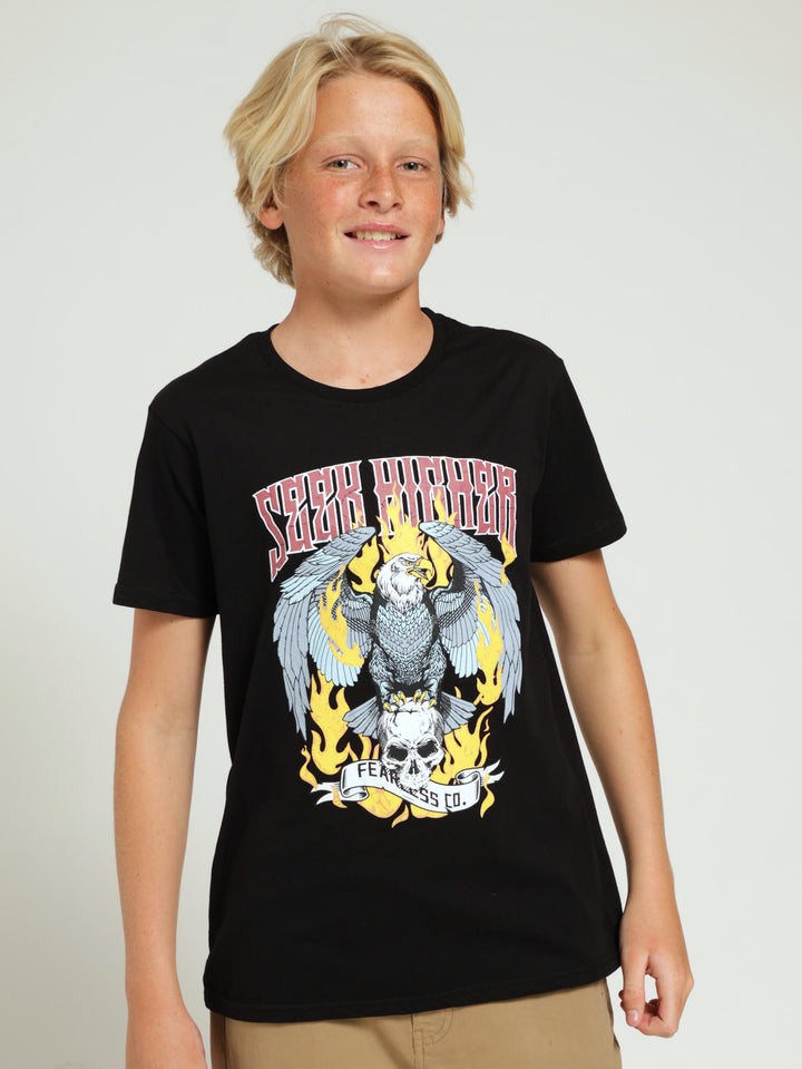 Boys Eagle Print Tee - Black