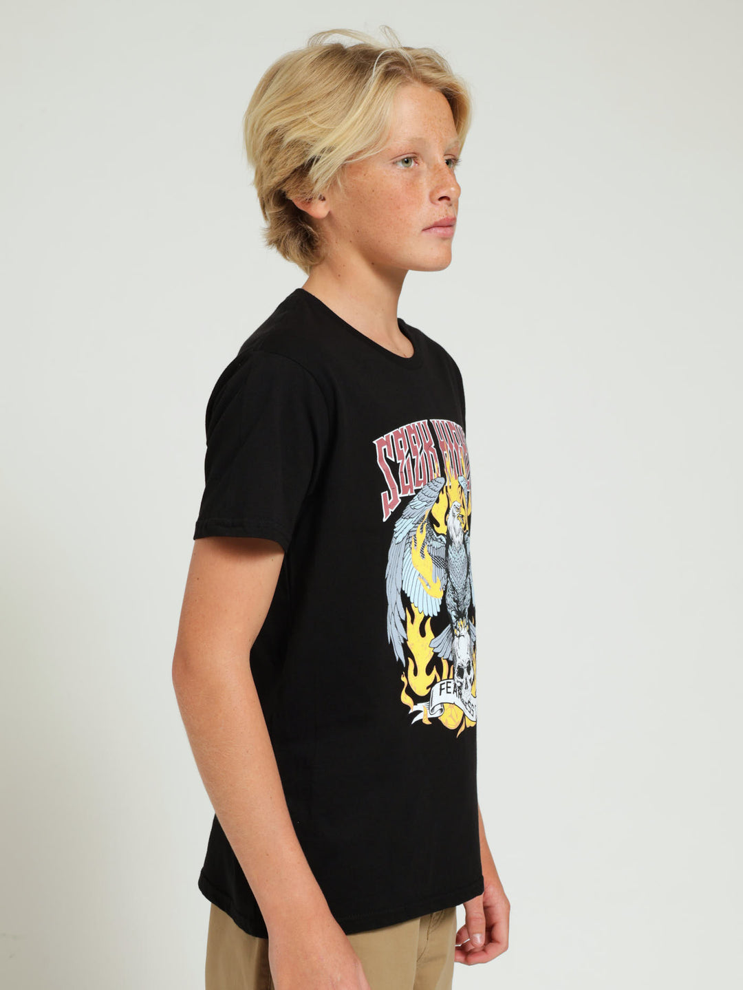 Boys Eagle Print Tee - Black