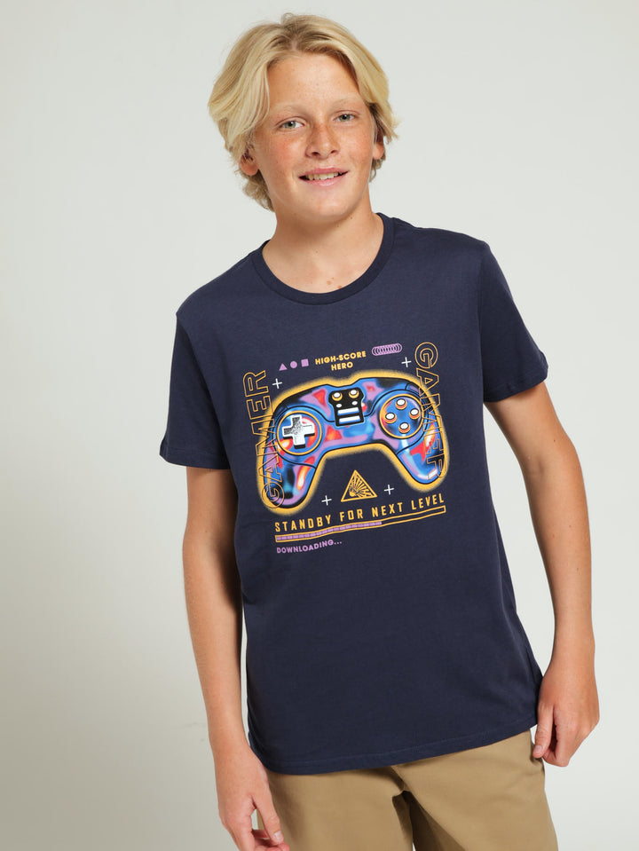 Boys Gamer Tee - Navy