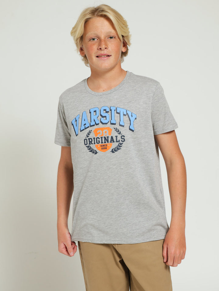 Boys Varsity Tee - Grey Melange