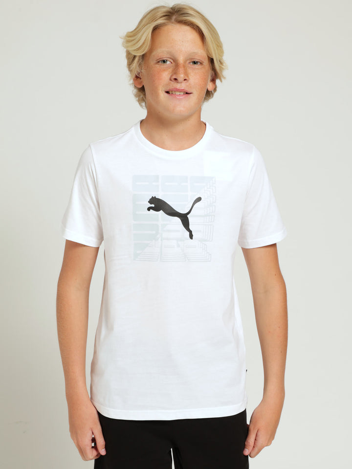 Boys Graphic Logo Tee - White