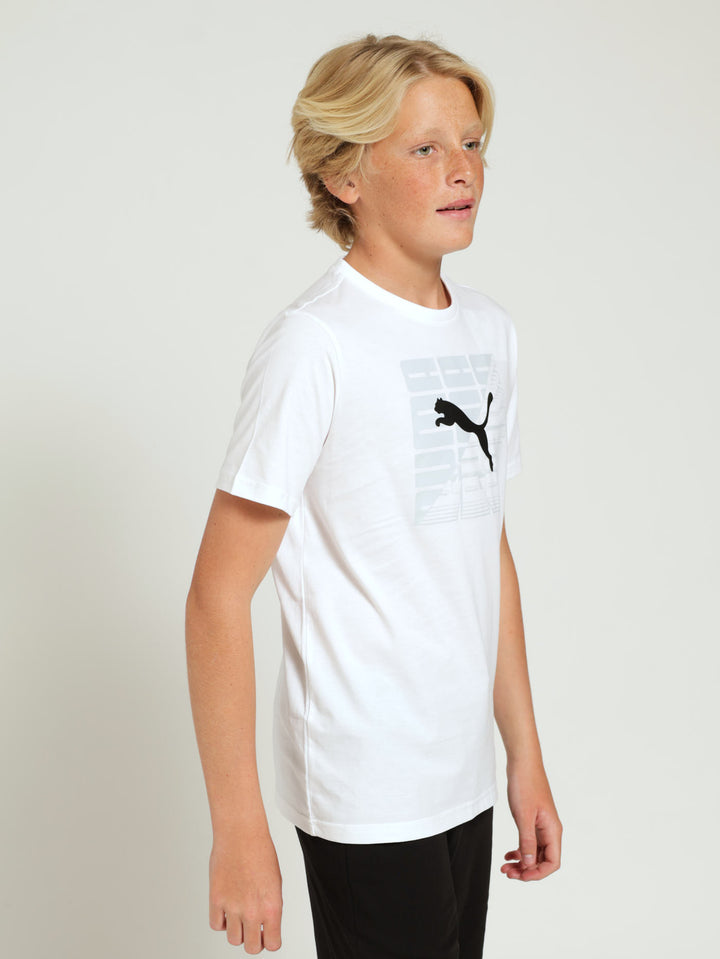 Boys Graphic Logo Tee - White