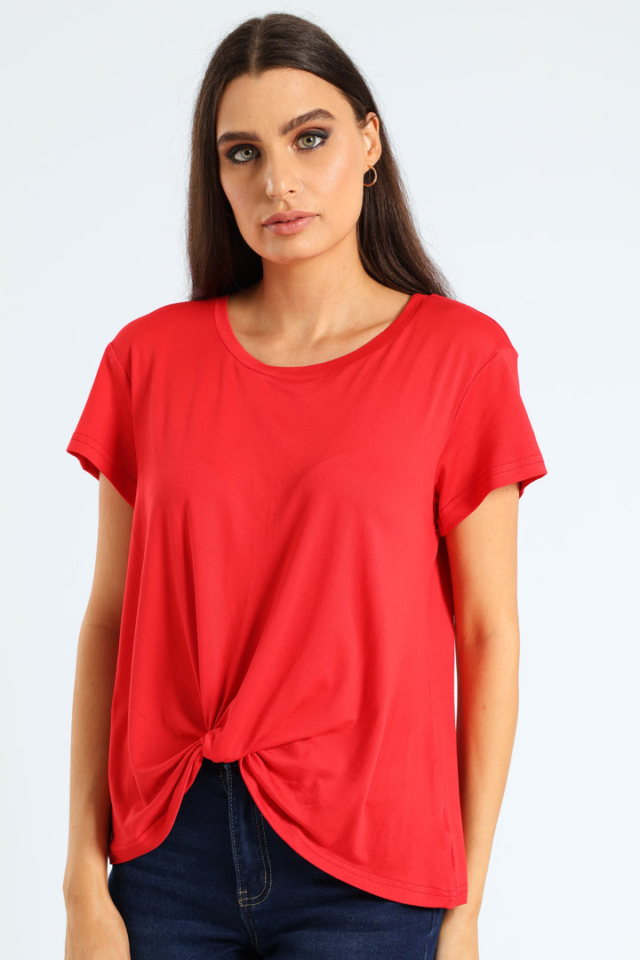 Front Knot Tee - Red