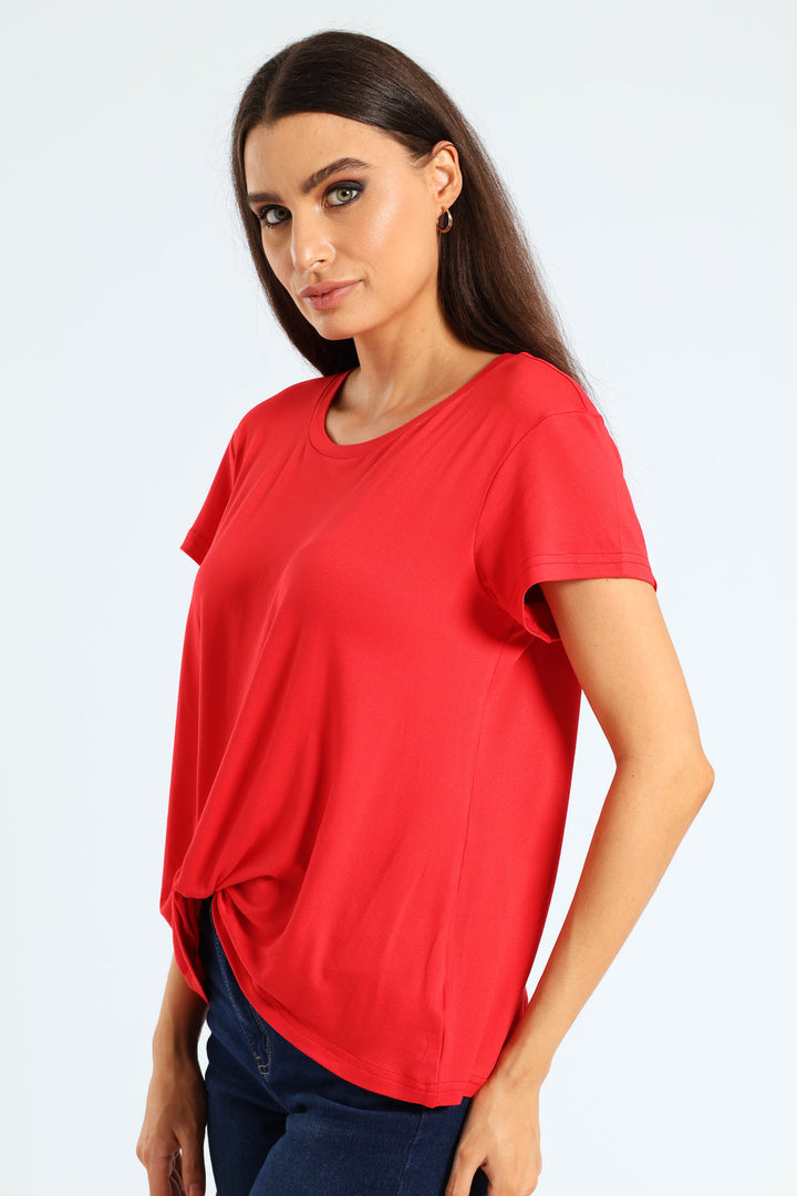 Front Knot Tee - Red