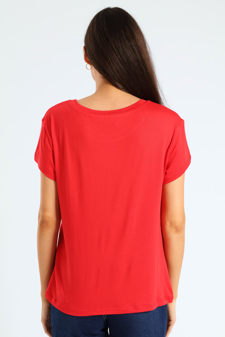 Front Knot Tee - Red