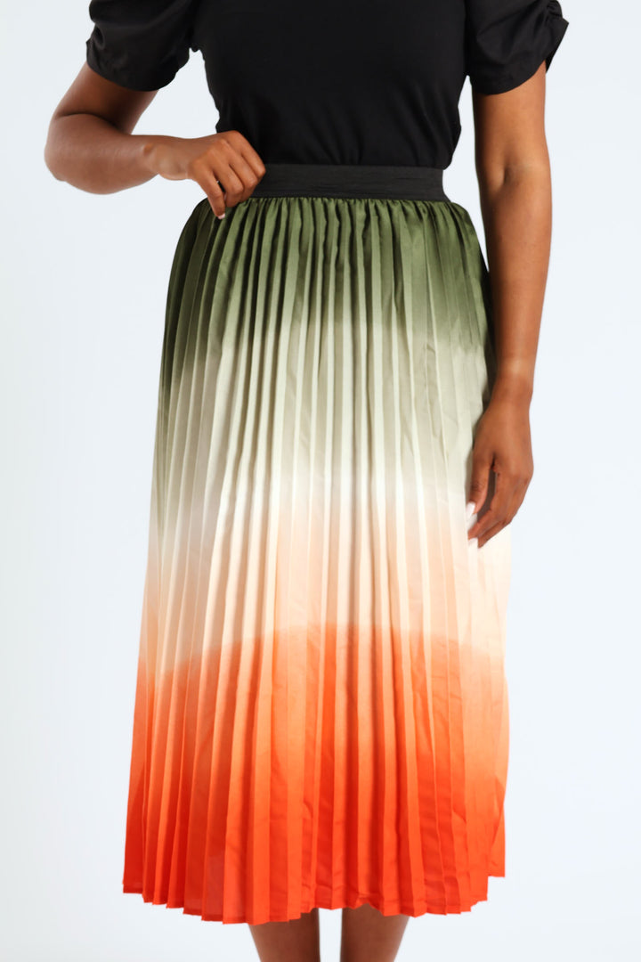 Pleated Pullon Ombre Maxi Skirt