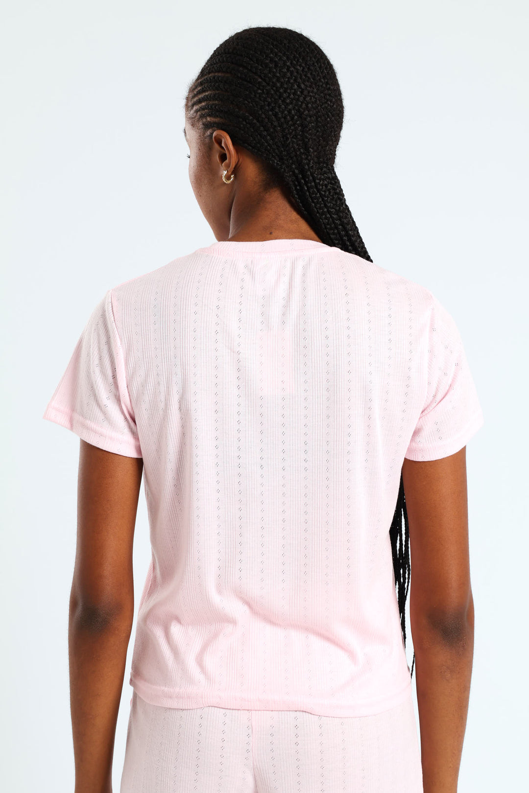 Pointelle Knit Tee - Pink