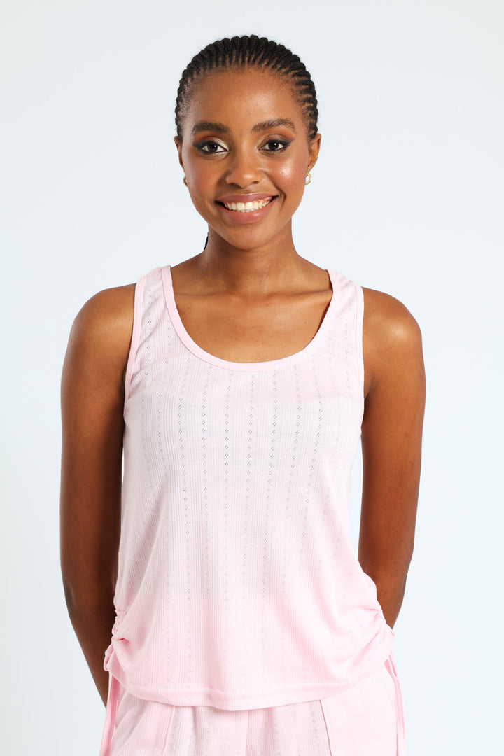 Pontelle Knit Tank With Side Ties - Pink