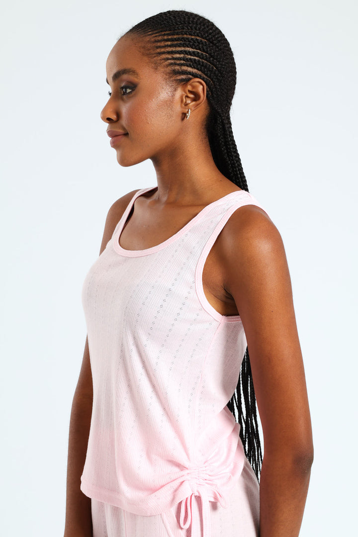 Pontelle Knit Tank With Side Ties - Pink