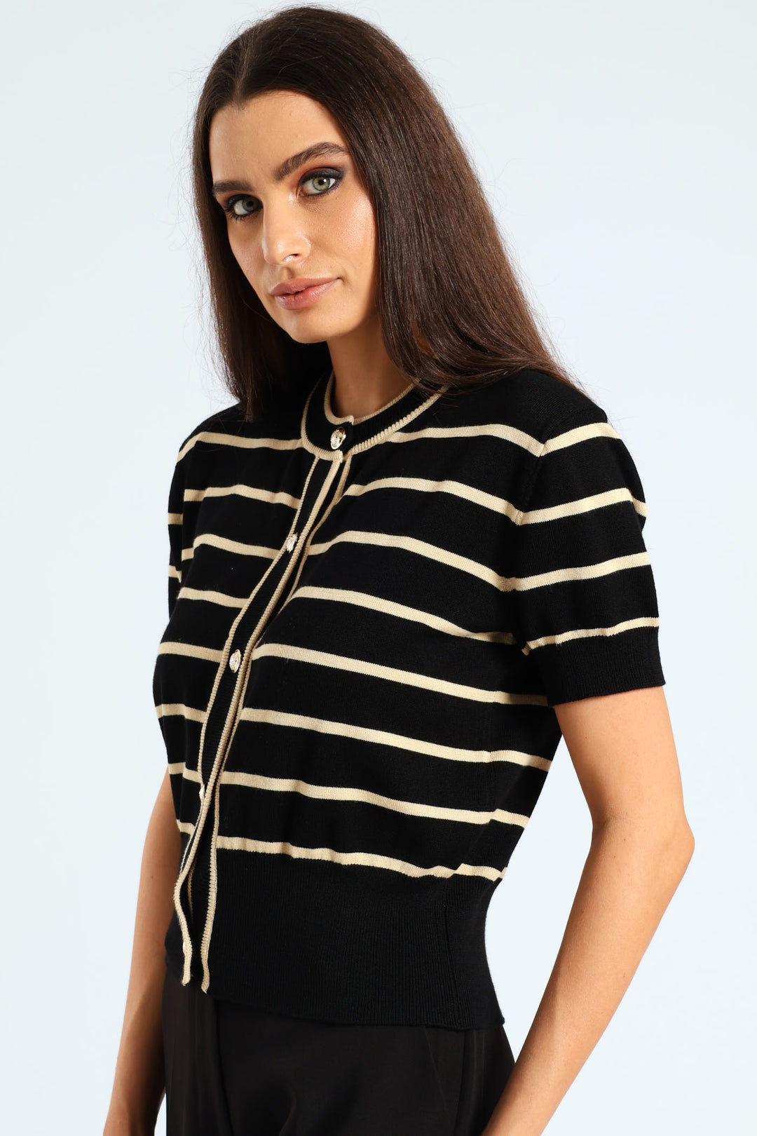 Striped Cardigan - Black/Cream