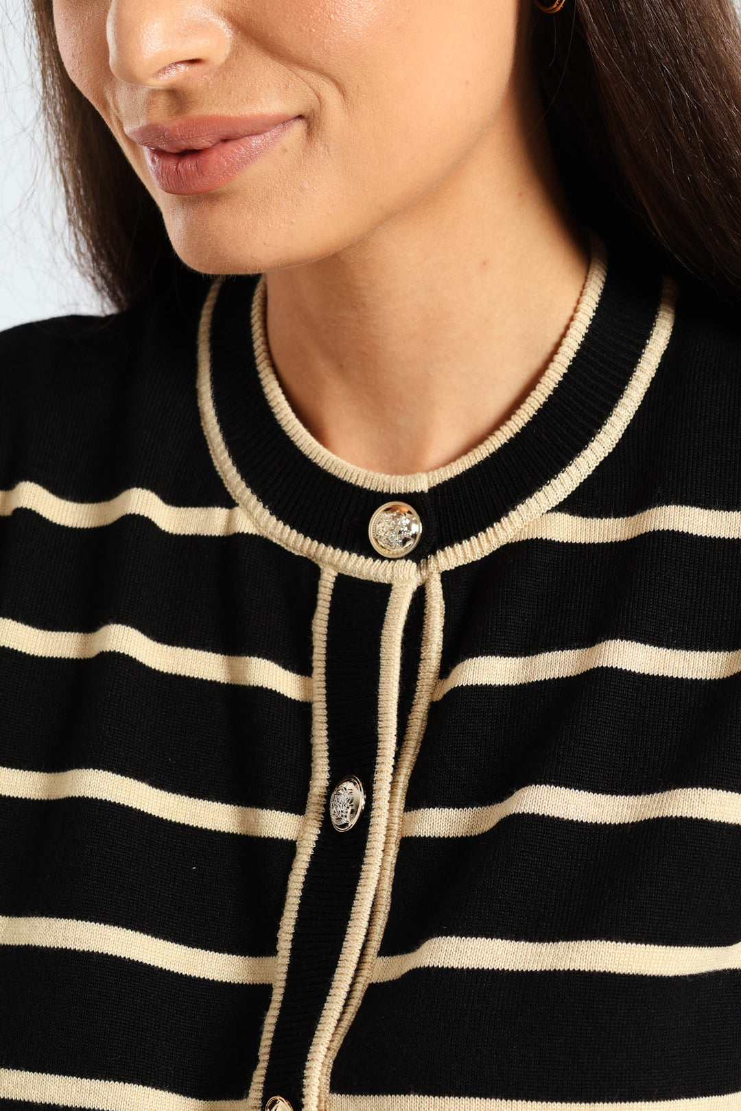 Striped Cardigan - Black/Cream