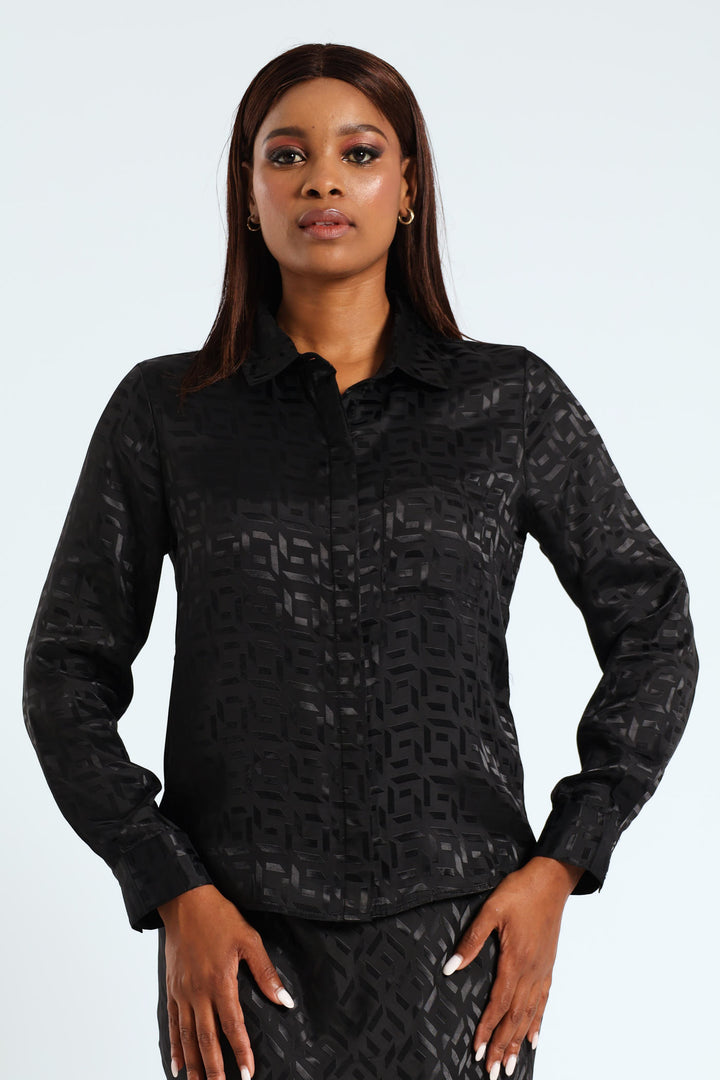 Tonal Jaquard Shirt - Black