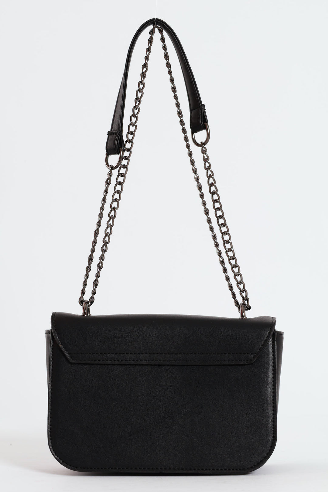 Gunmetal Front Clasp Satchel Bag - Black