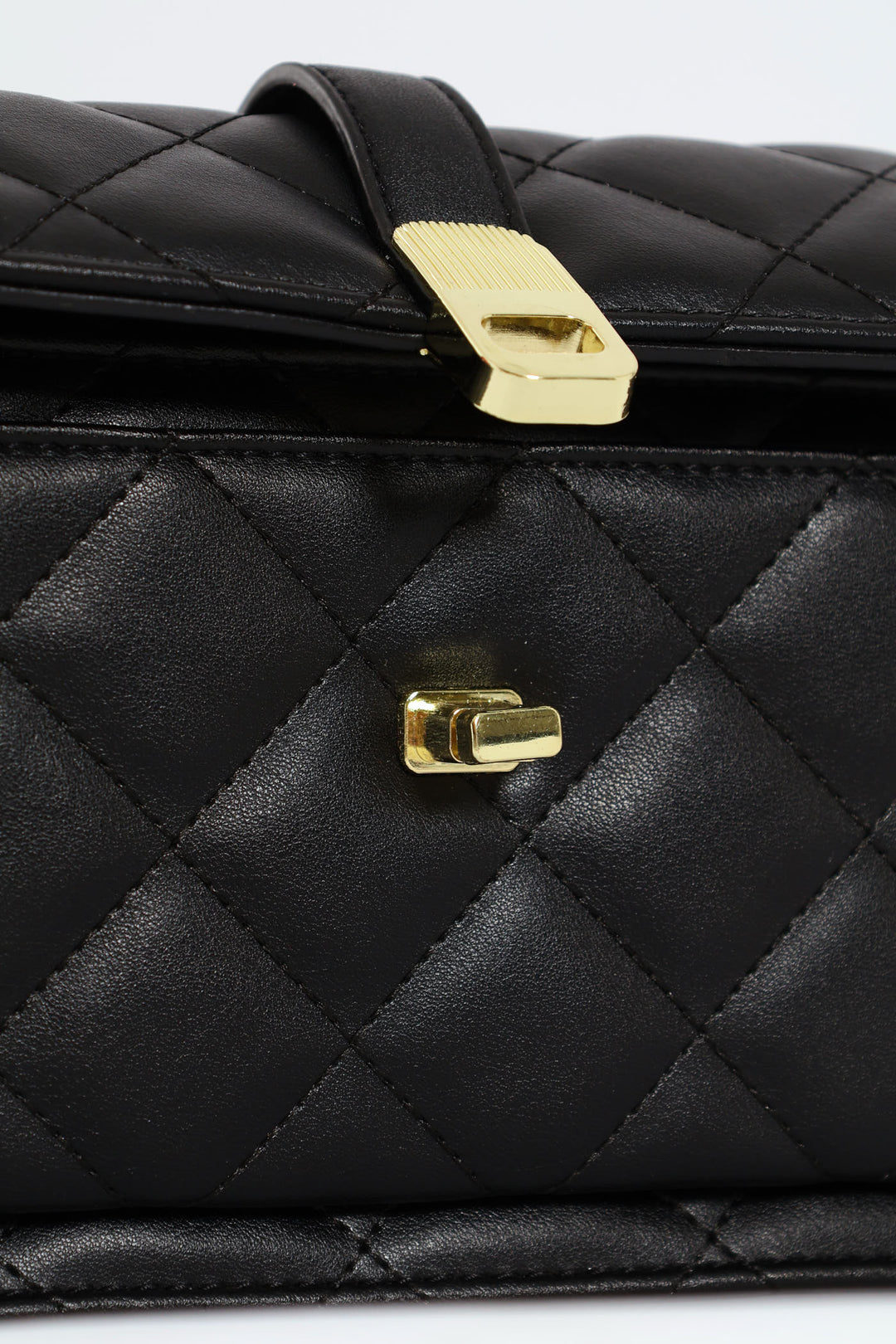 Quilted Chain Satchel - Black