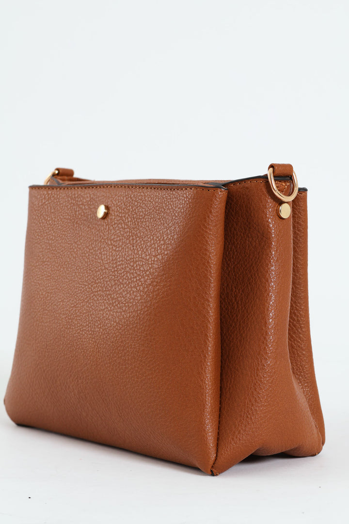 Multi Compartment Crossbody Bag - Tan