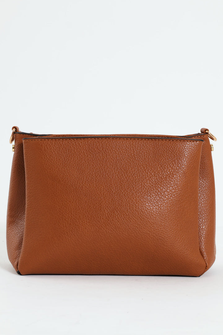 Multi Compartment Crossbody Bag - Tan