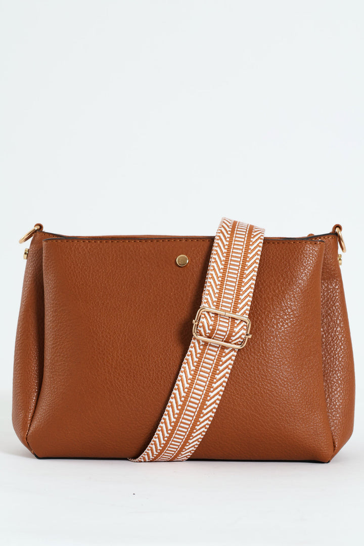 Multi Compartment Crossbody Bag - Tan