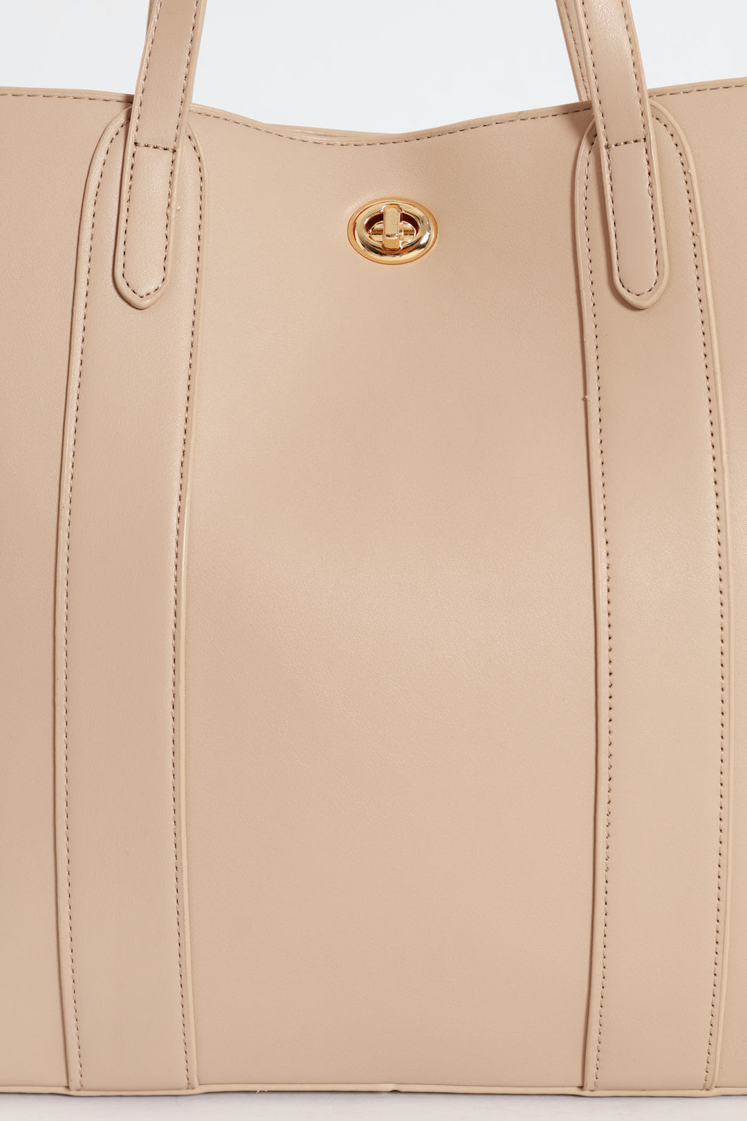 Gold Clasp Large Shopper - Taupe