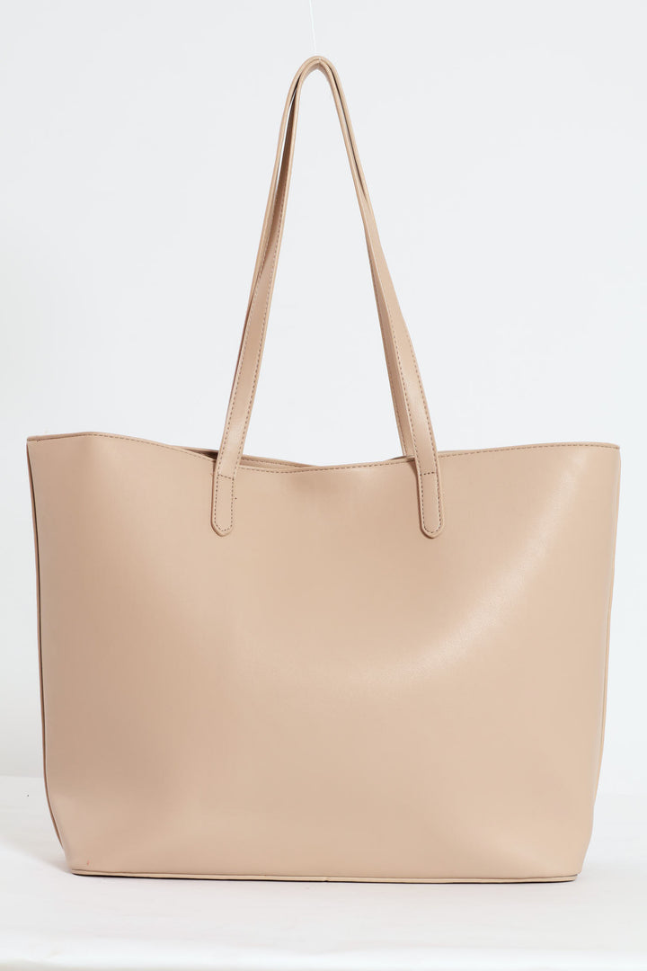 Gold Clasp Large Shopper - Taupe