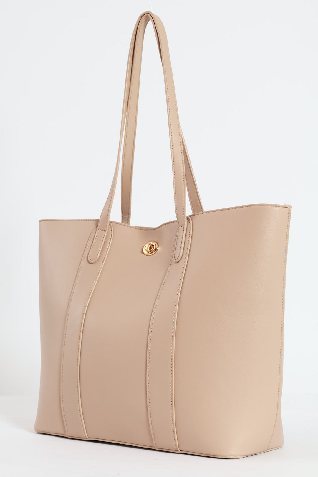 Gold Clasp Large Shopper - Taupe