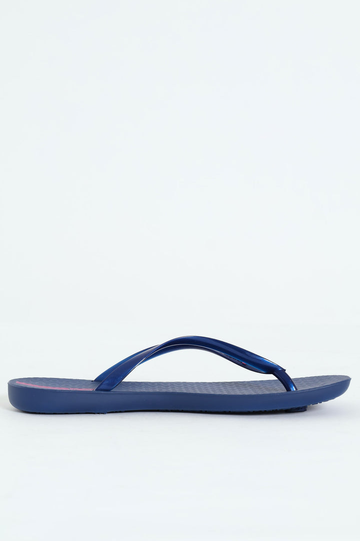 Wave Thong Sandals - Navy