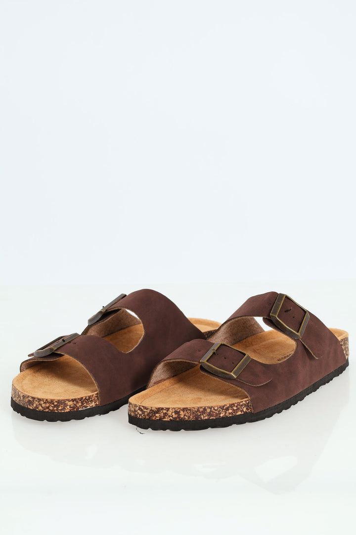 Double Buckle Comfort Sandal - Chocolate