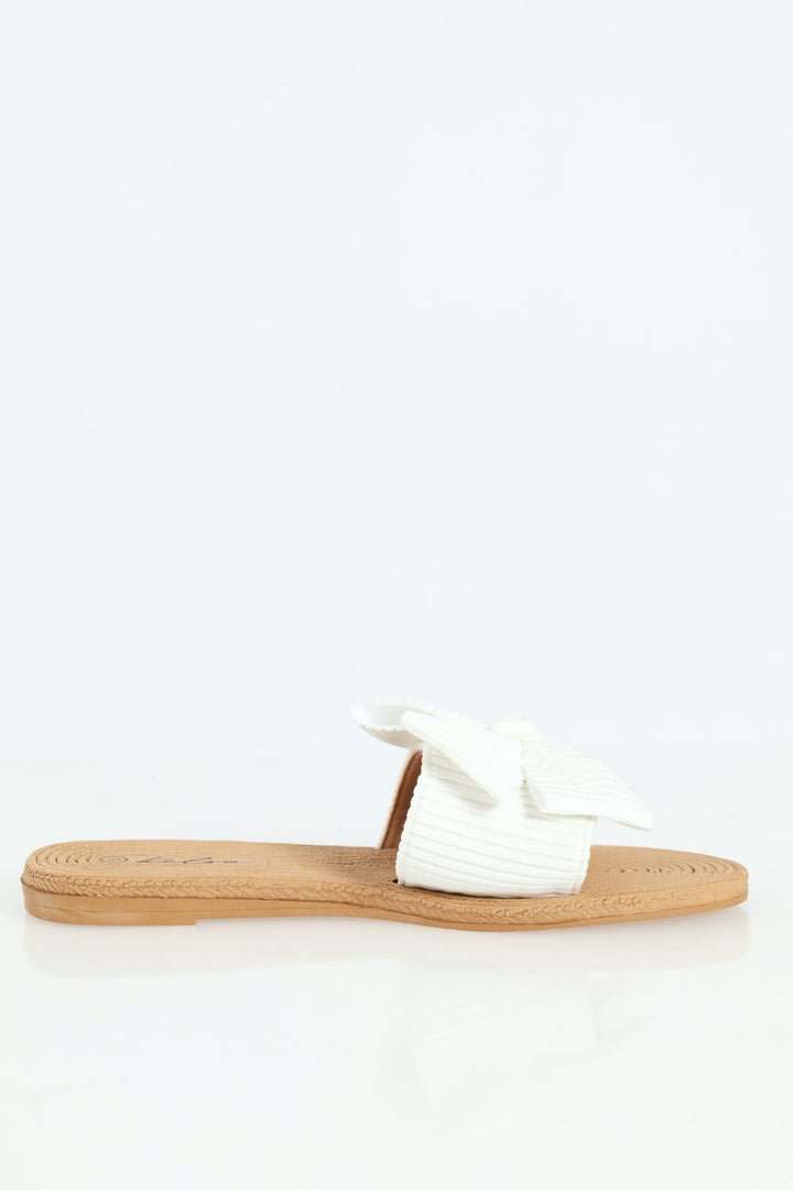 Soft Fabric Bow Mule - Off White