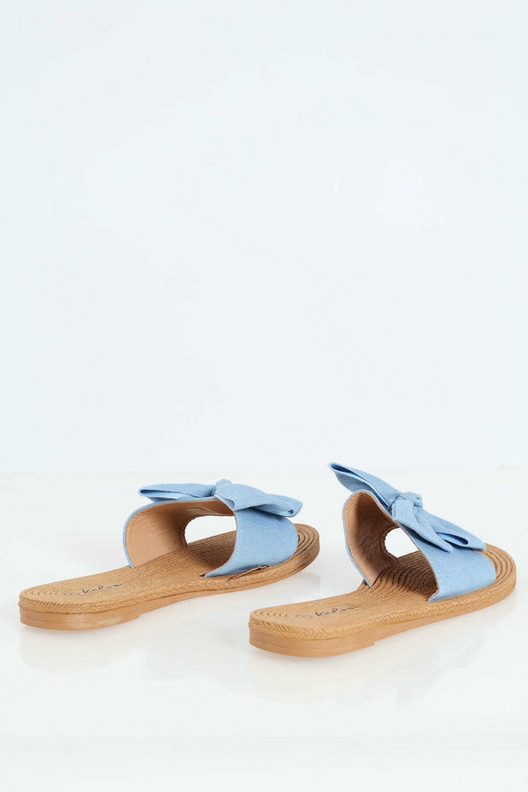 Ladies Soft Fabric Bow Mule Sandal - Denim