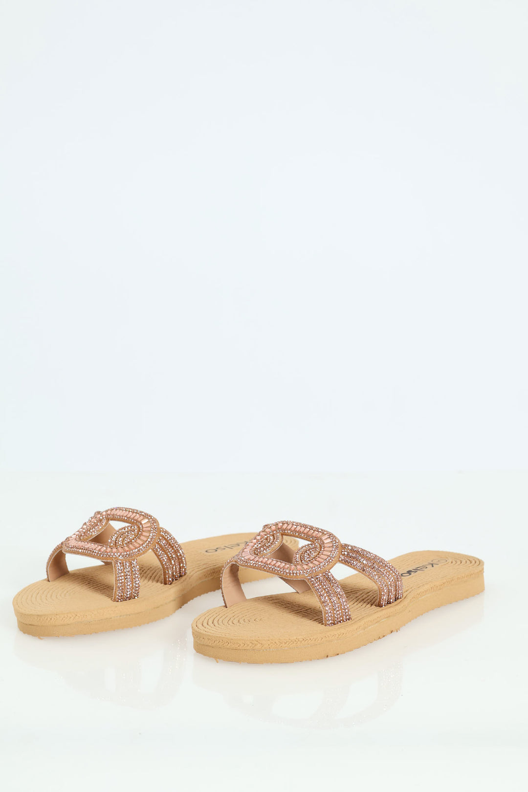 Diamante Sandal With Oval Trim - Gold