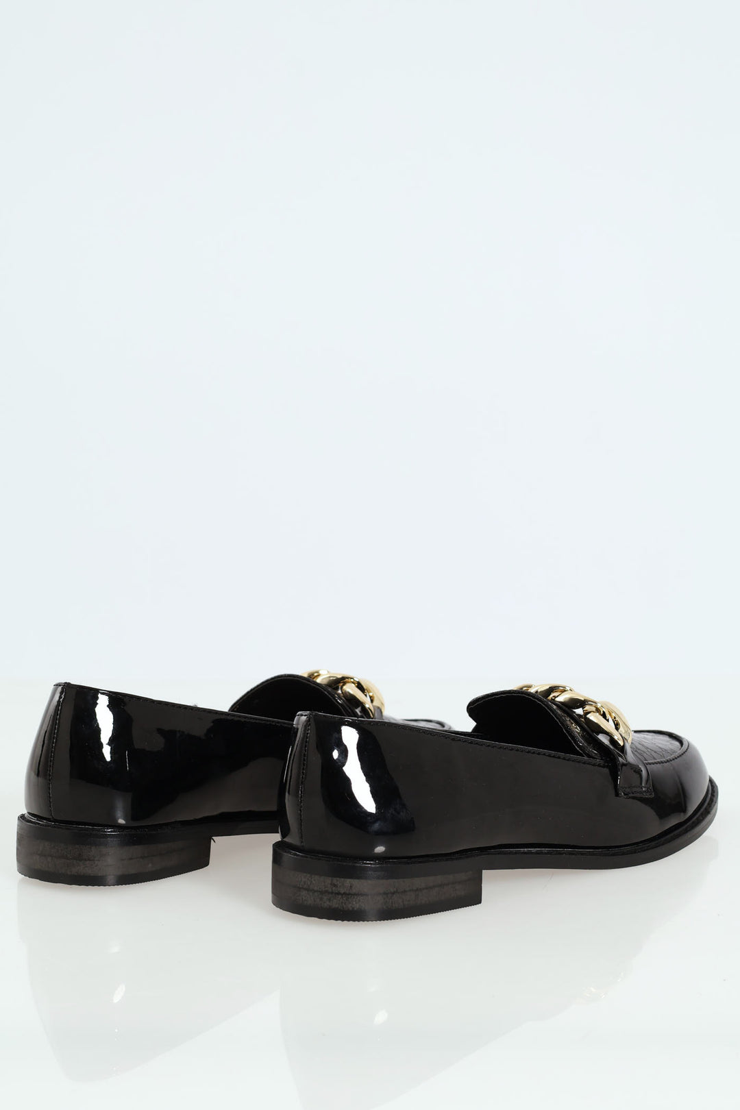 Croc Loafer With Chain Trim - Black