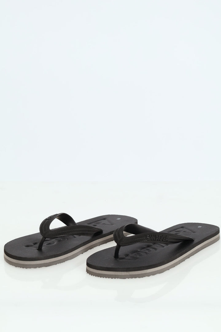 Mens Basic Embossed Eva Slop Sandal - Black