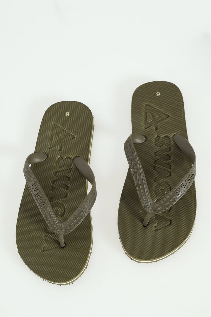 Mens Basic Embossed Eva Slop Sandal-Olive