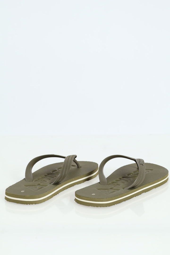 Mens Basic Embossed Eva Slop Sandal-Olive