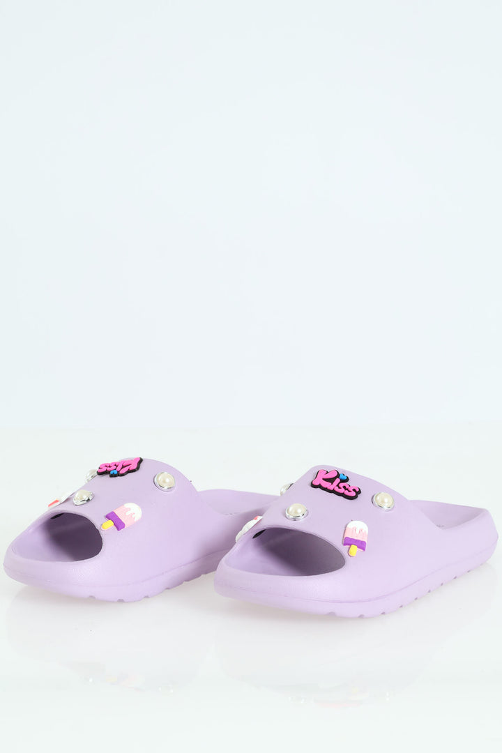 Girls Lilac Moulded Slide - Lilac