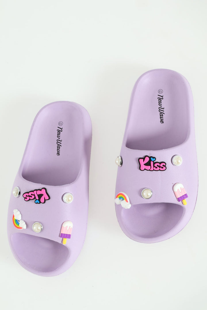 Girls Lilac Moulded Slide - Lilac