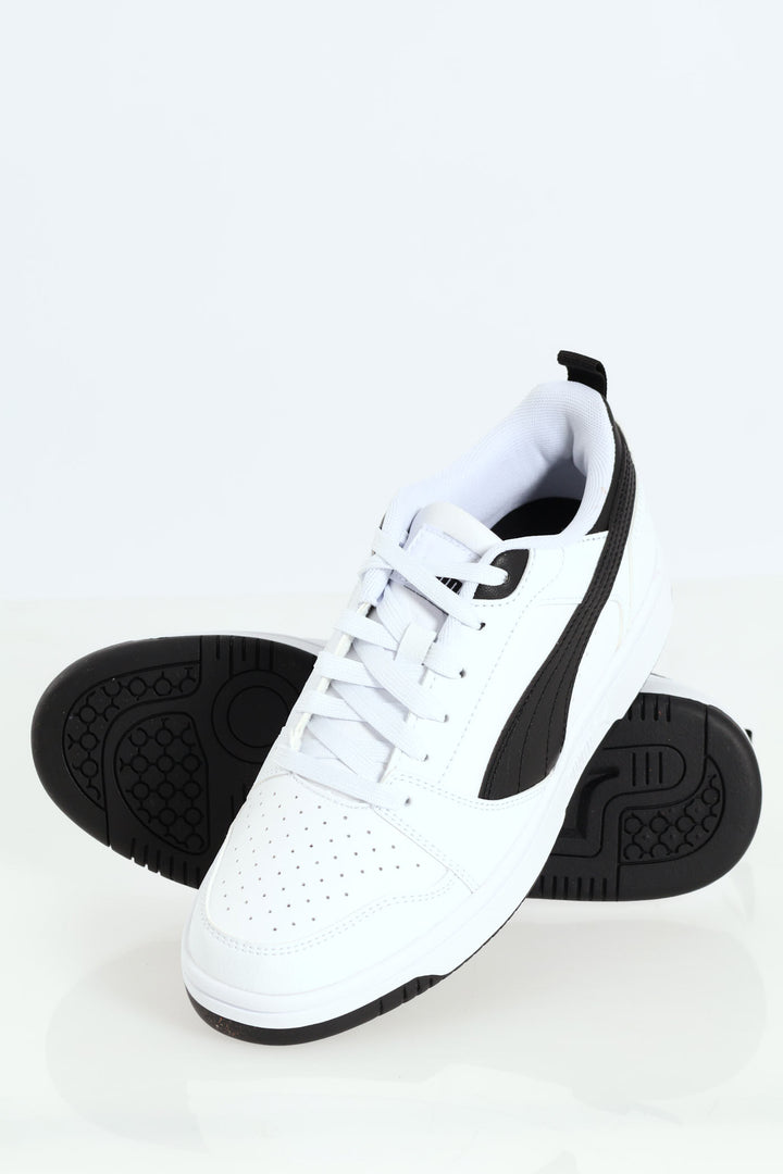 Mens Rebound V6 Lo Chunky Closed Toe Lace Up Sneaker - Black/White