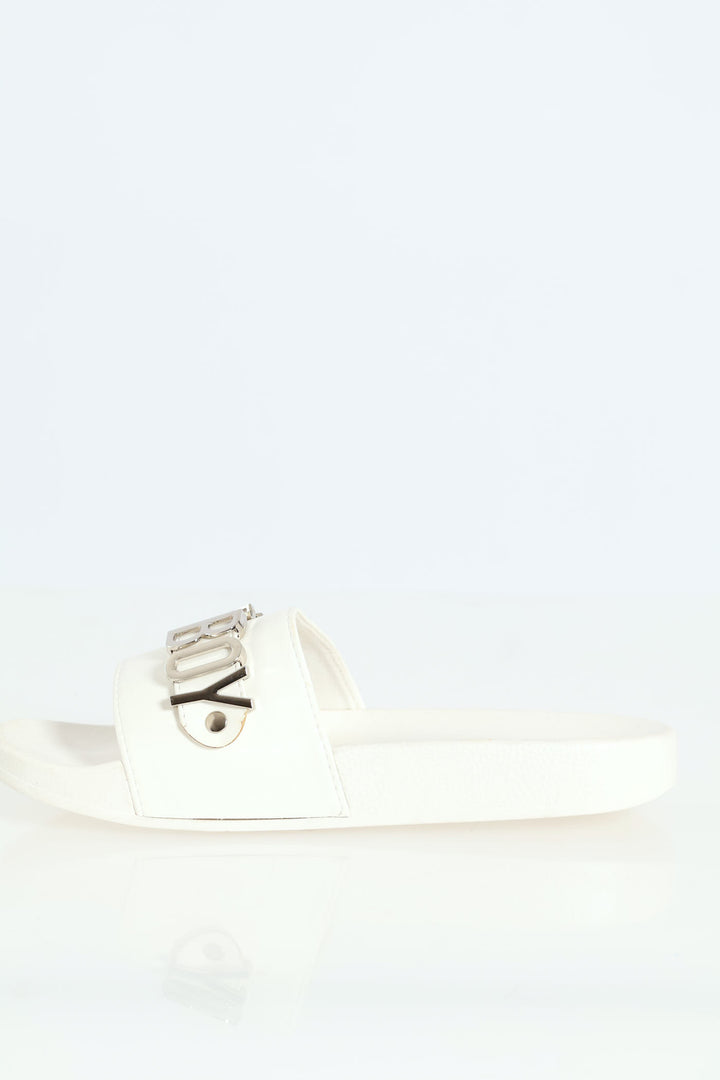 Branded Hardware Slide - White